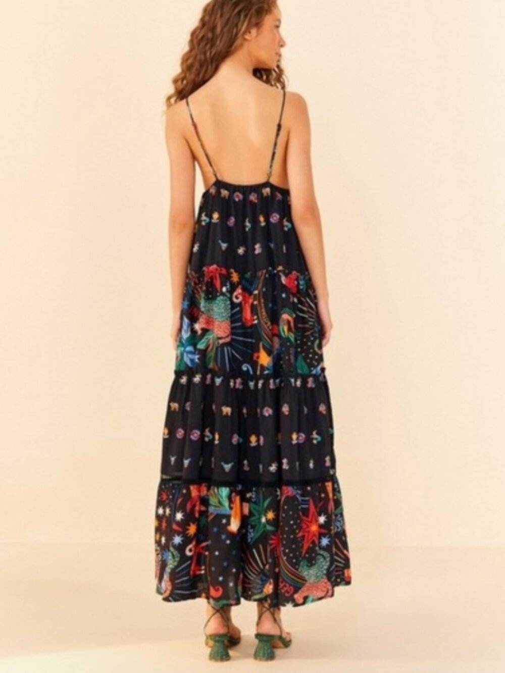 NWT FARM Rio Zodiac Embroidered Maxi Dress Black Astrology Celestial Size M - Picture 3 of 7